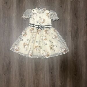 Janie and Jack Floral Cream Kids Dress size 4